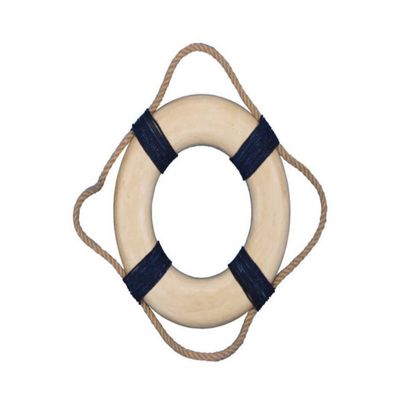 Handcrafted Nautical Decor Vintage Decorative White Lifering with Blue Rope Bands 10" - Decorative Life R