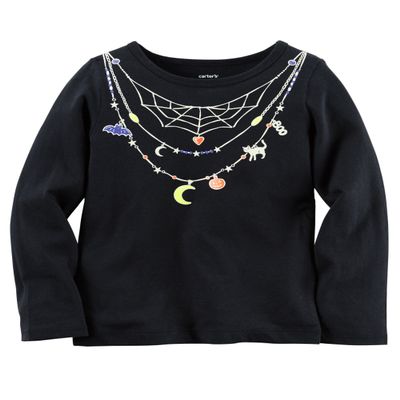 Carters Girl Long-Sleeve Halloween Tee (6 Months, Black)
