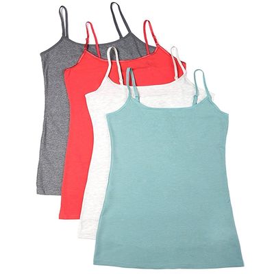 4 Pack Active Basic Women's Basic Tank Top (2X,Coral/H.Grey/Mint/Oatmeal)