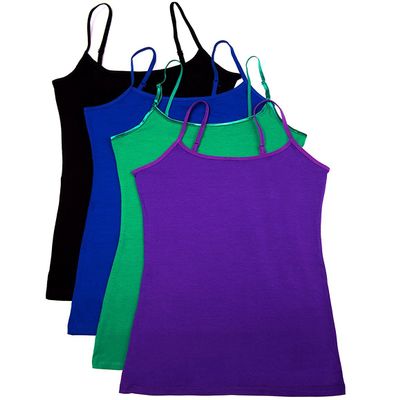 4 Pack Active Basic Women's Basic Tank Top (1X,Emerald/Royal/Black/Violet)