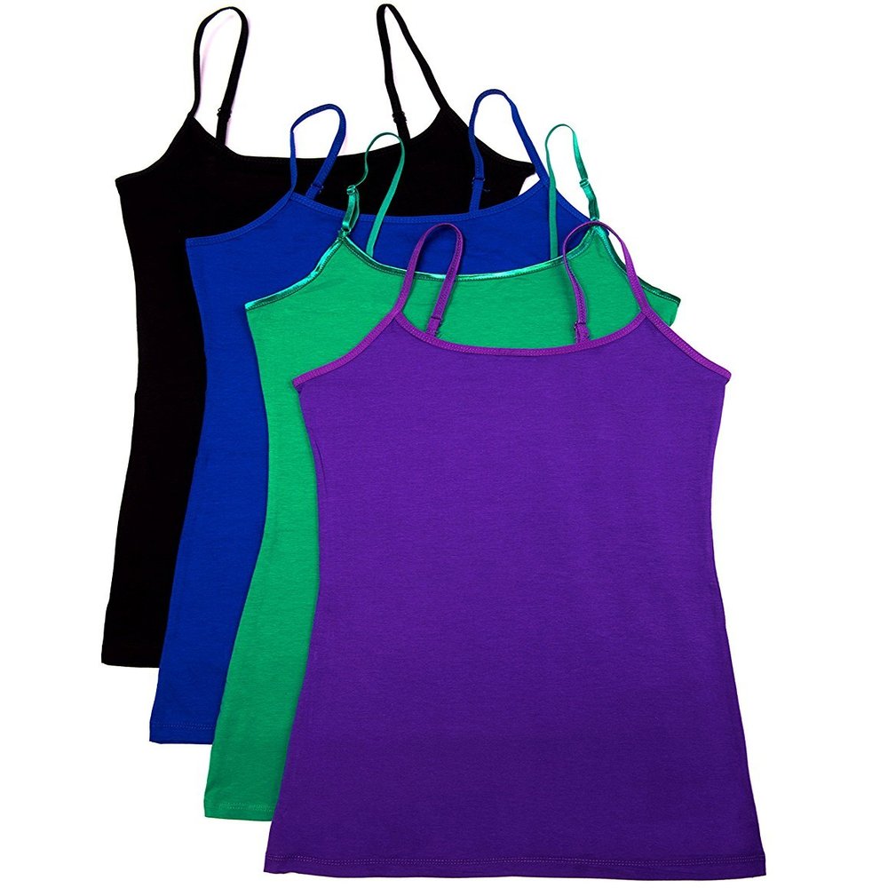 4 Pack Active Basic Women's Basic Tank Top (1X,Emerald/Royal/Black/Violet)