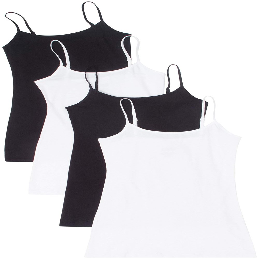 4 Pack Active Basic Women's Basic Tank Top (3X,Black/Black/White/White)
