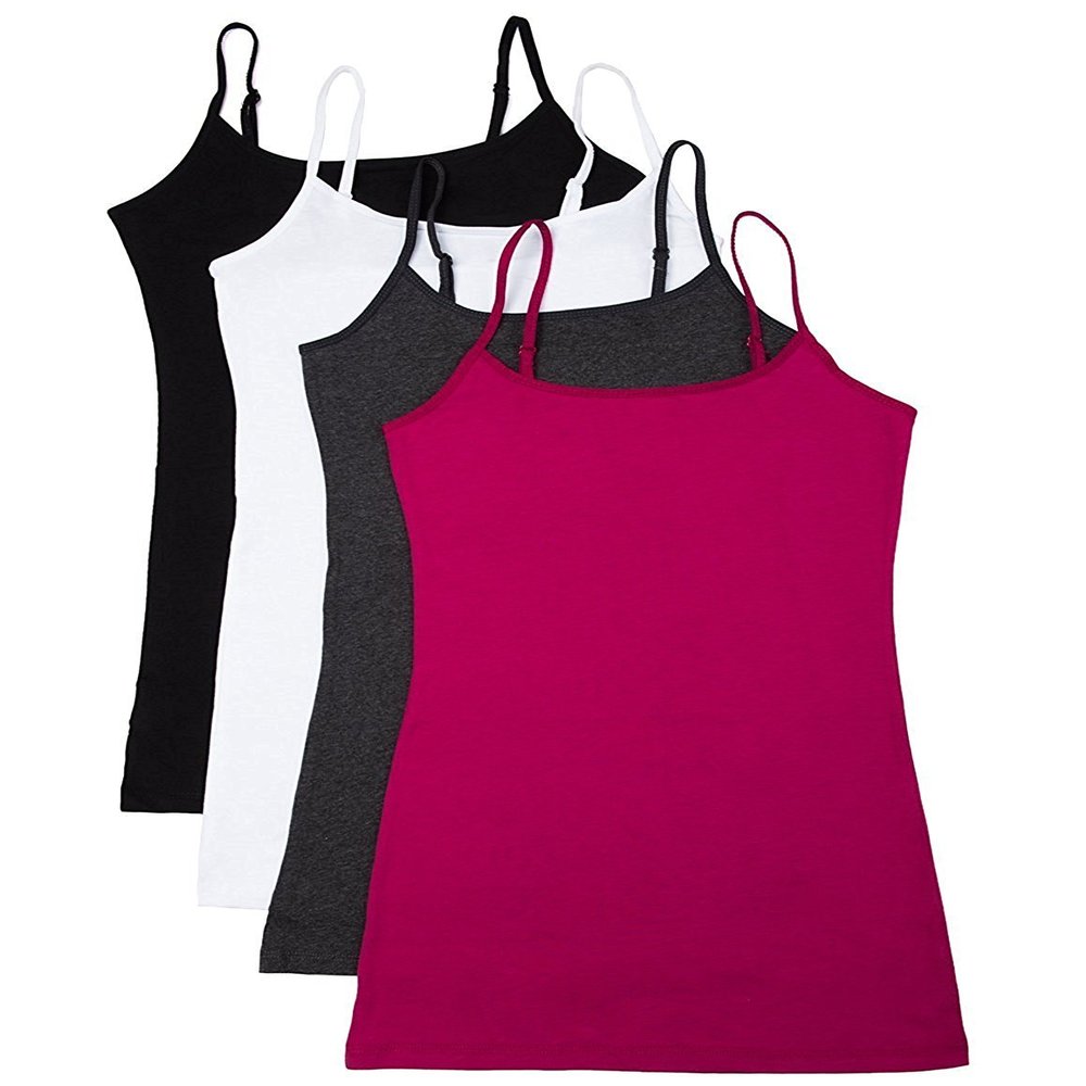 4 Pack Active Basic Women's Basic Tank Top (2X,Magenta/White/Charcoal/Black)