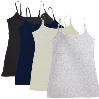 4 Pack Active Basic Women's Basic Tank Top (3X,Black/Navy/H.Beige/H.Grey)