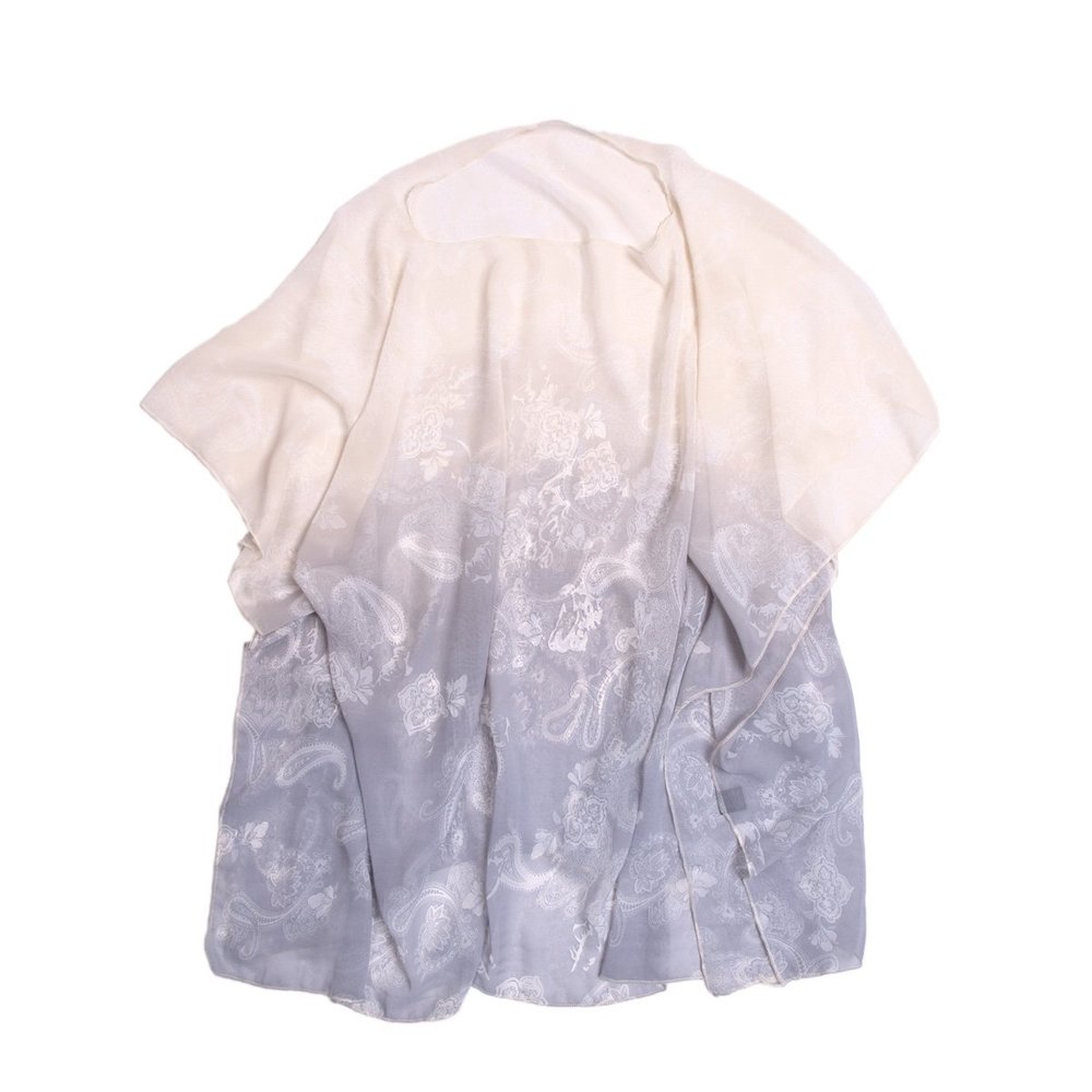TrendsBlue Paisley Floral Ombre Chiffon Kimono Blouse Beach Cover up, Grey