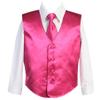 HBDesign Boys'3 Piece 4 Button Slim Fit Satin Vest Hot Pink (Vest+Shirt+Tie) view 1