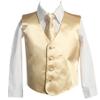 HBDesign Boys'3 Piece 4 Button Slim Fit Satin Vest Gold (Vest+Shirt+Tie) view 1