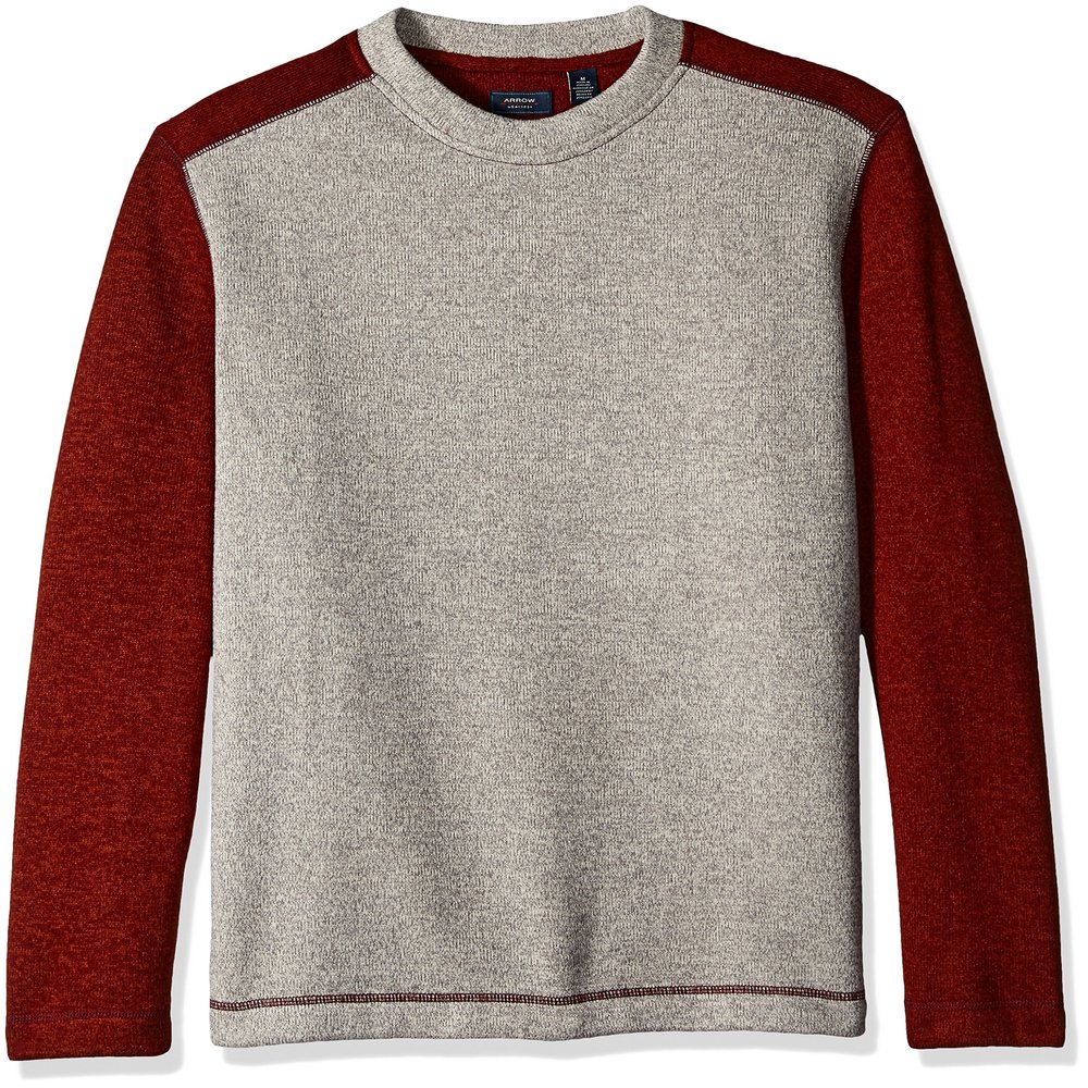 Arrow Men's Long Sleeve Colorblocked Sweater Fleece, Maple Spice, 2X-Large