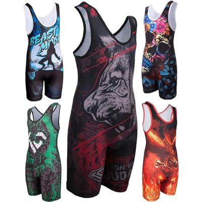 KO Sports Gear Unisex Wrestling Singlet for Adult Wrestlers - Wrestling Singlet for Men & Women - Bold Durable Uniform, Stretchy Breathable Material - Lion of Judah, Adult Small