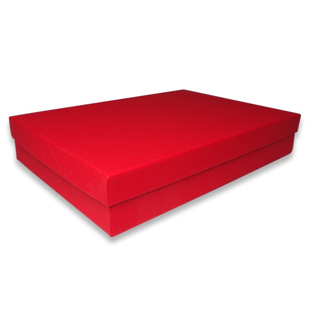 888 Display - Pack of 6 Boxes of 7" x 5" x 1 1/4"H Red Kraft Cotton Filled Jewelry Boxes