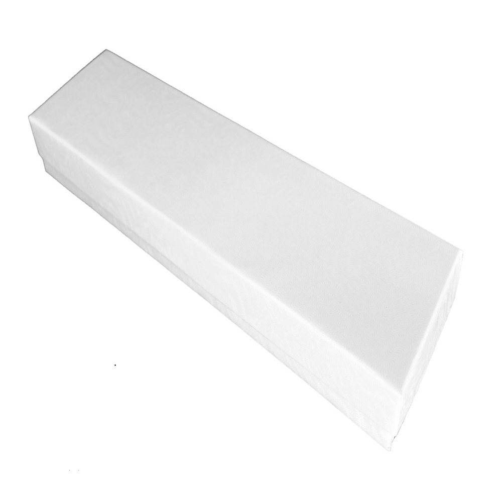 888 Display - Pack of 12 Boxes of 2" x 8" x 1"H White Textured Cotton Filled Jewelry Boxes