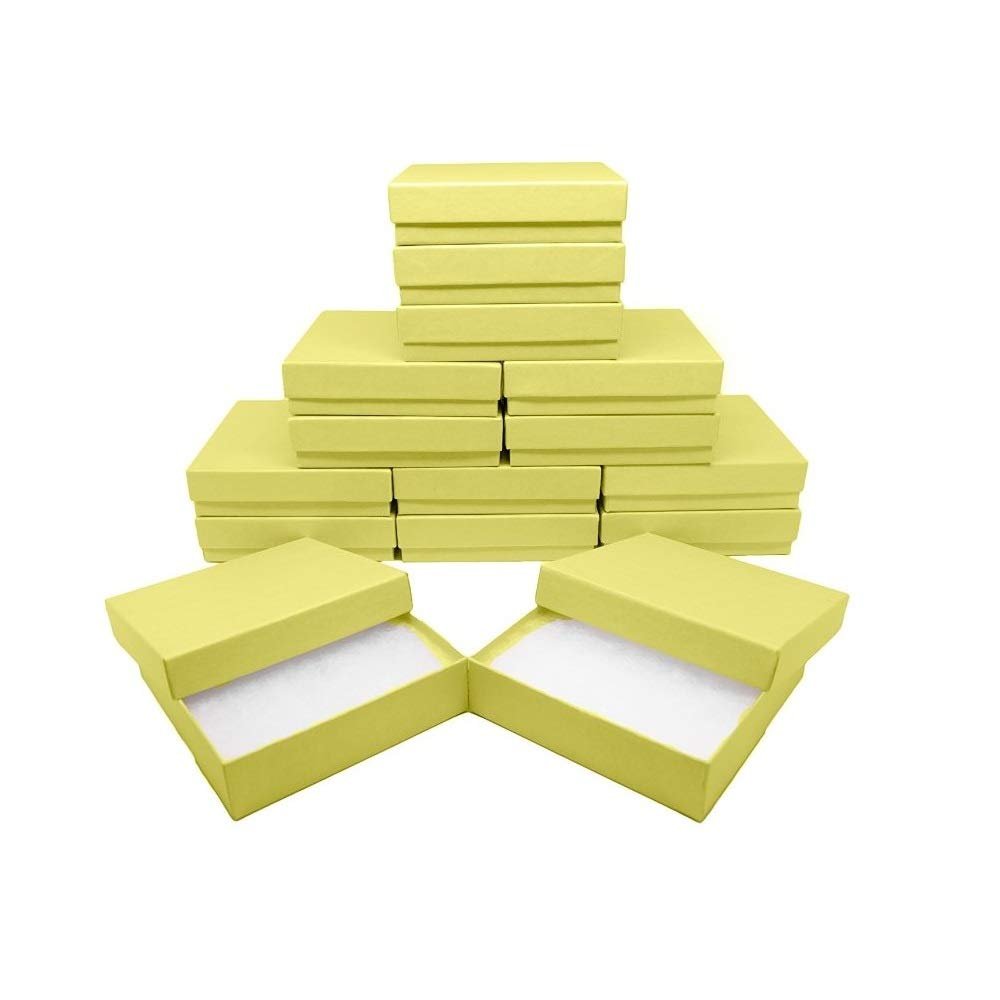 888 Display - Pack of 12 Boxes of 2" x 8" x 7/8" H Yellow Kraft Cotton Filled Jewelry Boxes