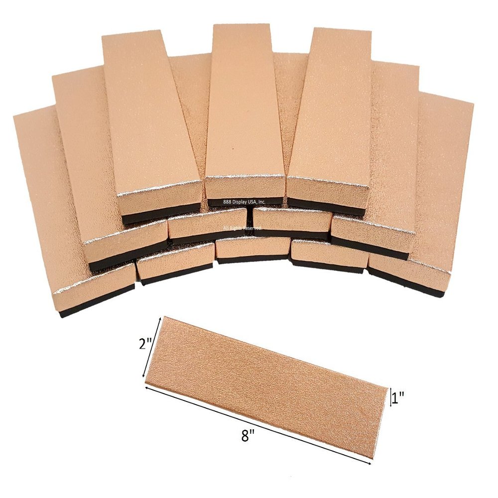 888 Display - Pack of 12 Boxes of 2" x 8" x 1"H Rose Gold Texured Cotton Filled Jewelry Boxes