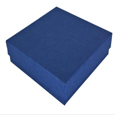 888 Display - Pack of 15 Boxes of 3 1/2" x 3 1/2" x 7/8" H Dark Navy Kraft Cotton Filled Jewelry Boxes