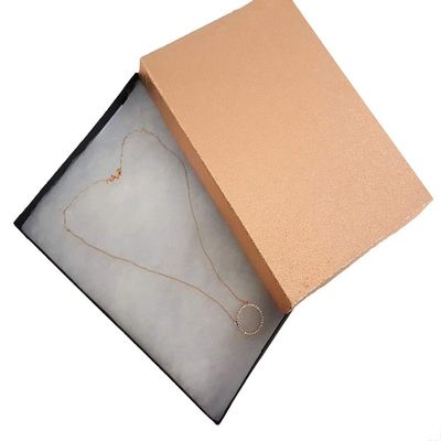 888 Display - Pack of 6 Boxes of 7 1/8" x 5 1/8" x 1 1/8" H Rose Gold Texured Cotton Filled Jewelry Boxes