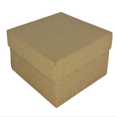 888 Display - Pack of 8 Boxes of 3 3/4" x 3 3/4" x 2"H Natural Kraft Tone Cotton Filled Jewelry Boxes