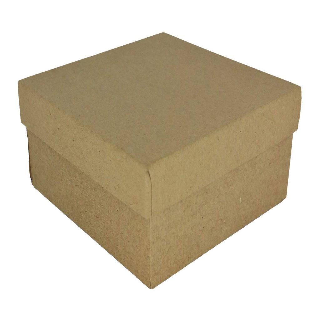 888 Display - Pack of 8 Boxes of 3 3/4" x 3 3/4" x 2"H Natural Kraft Tone Cotton Filled Jewelry Boxes