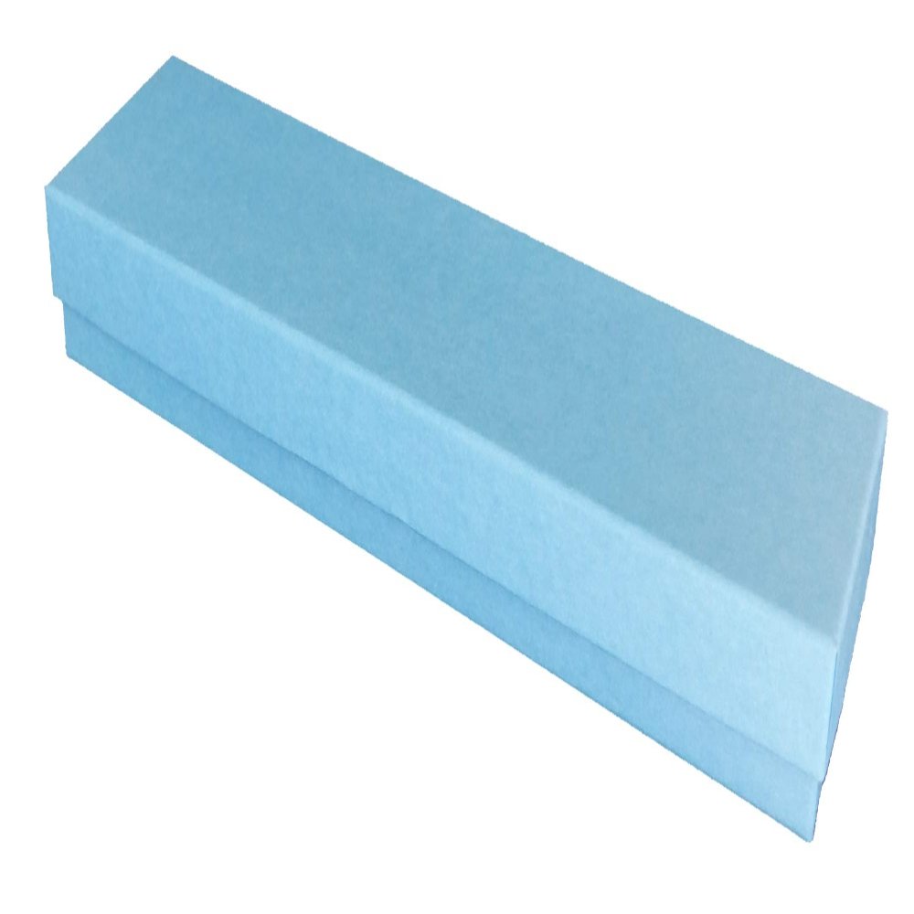 888 Display - Pack of 12 Boxes of 2" x 8" x 7/8" H Light Blue Kraft Cotton Filled Jewelry Boxes