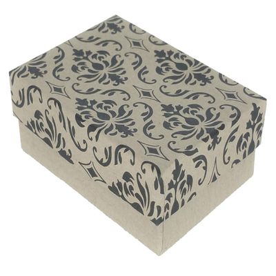 888 Display - Pack of 25 Boxes of 2 5/8" x 1 1/2" x 1"H Damask Print Cotton Filled Jewelry Boxes