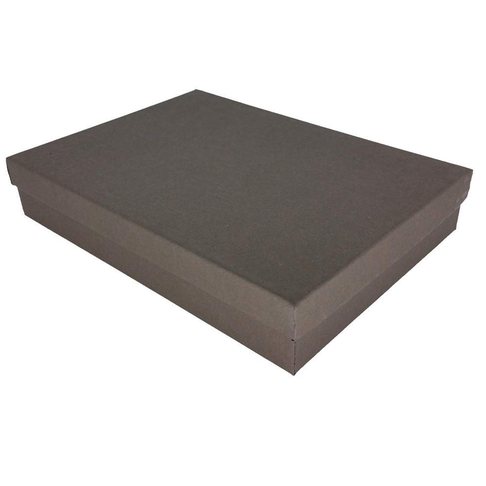 888 Display - Pack of 10 Boxes of 5 7/16" x 3 1/2" x 1"H Chocolate Kraft Cotton Filled Jewelry Boxes