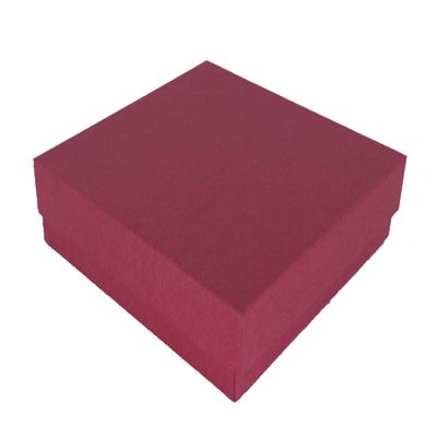 888 Display - Pack of 15 Boxes of 3 1/2" x 3 1/2" x 7/8" H Red Kraft Cotton Filled Jewelry Boxes
