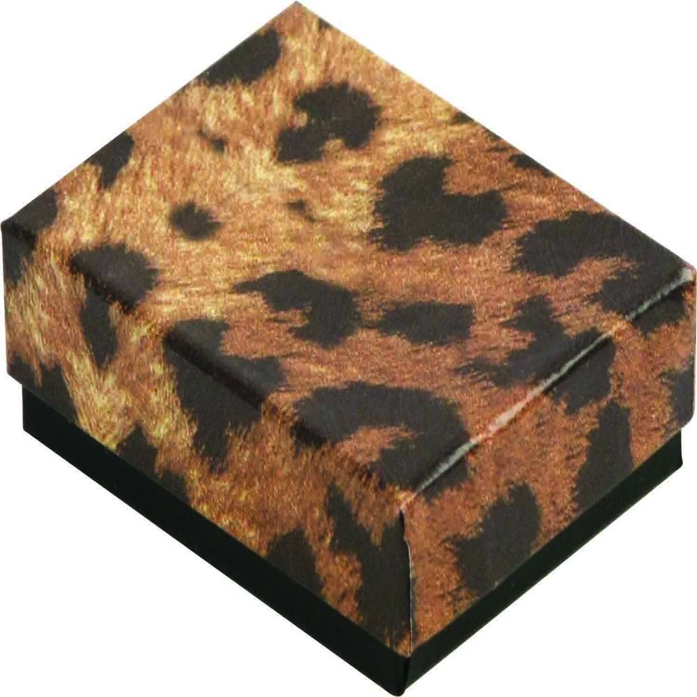 888 Display - Pack of 10 Boxes of 5 3/8" x 3 7/8" x 1"H Leopard Print Cotton Filled Jewelry Boxes