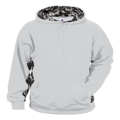 Badger Sport White Adult XS with Black Digi-Camo Sides and Inner-Hoodie