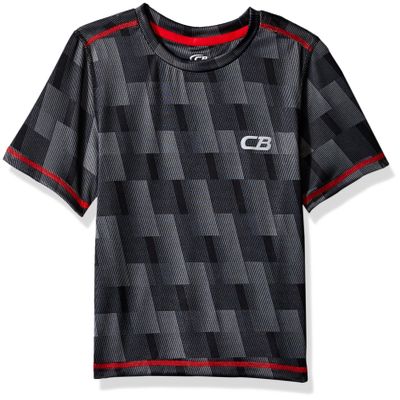 CB Sports Little Boys' Athletic Performance Short Sleeve T-Shirt, TJ92-Black/Red, 4