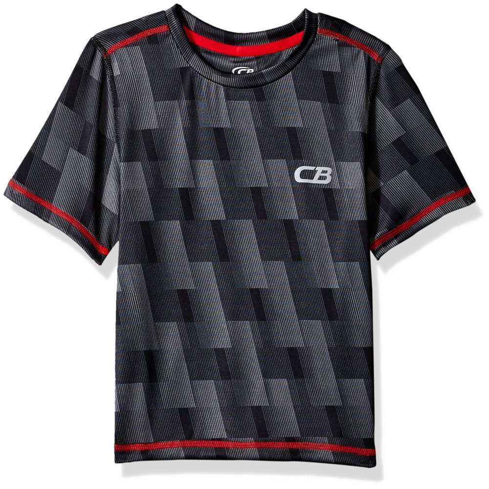 CB Sports Little Boys' Athletic Performance Short Sleeve T-Shirt, TJ92-Black/Red, 4