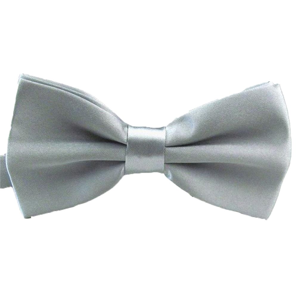 SURVODJA Men Bow Tie Adjustable Length Wedding Male Fashion Boys Satin Bowties one size Silver