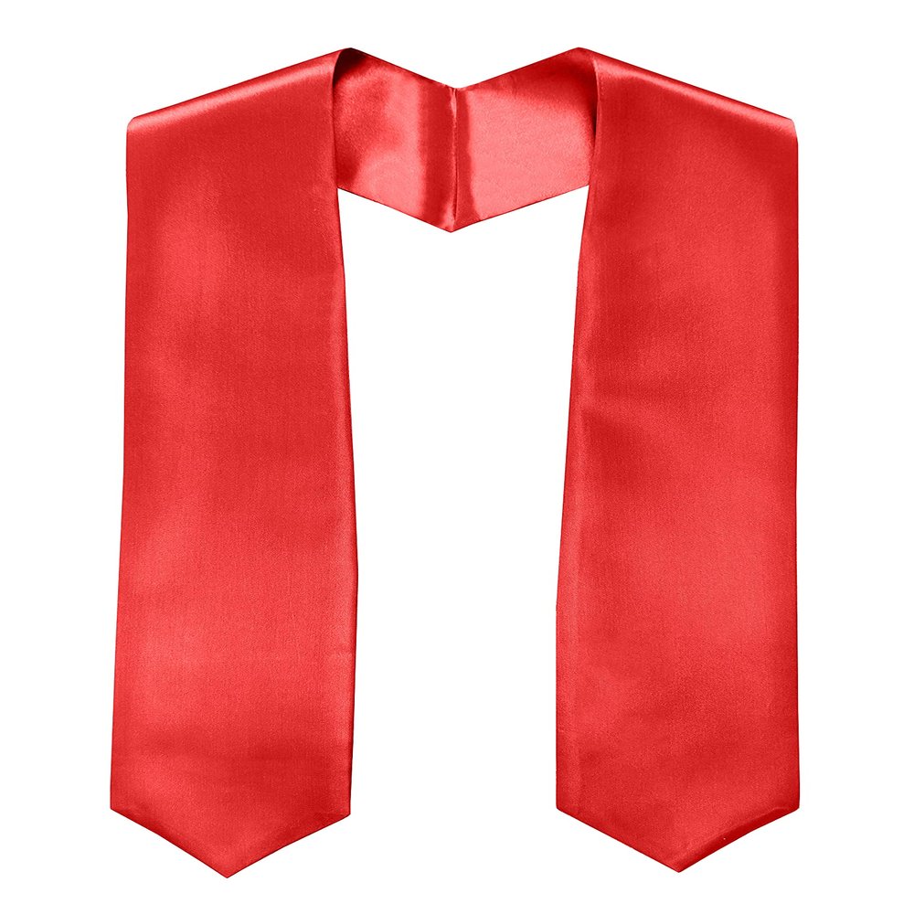 GradPlaza Plain Graduation Stole Sash 60'' Long Red Adults Sash for High School and College