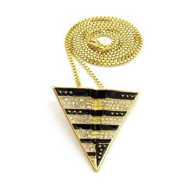 NYFASHION101 Striped Paper Airplane Pendant with Chain Necklace - 2mm 24" Gold-Tone Box Chain