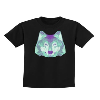 TOOLOUD Geometric Wolf Head Childrens Dark T-Shirt - Black - Medium