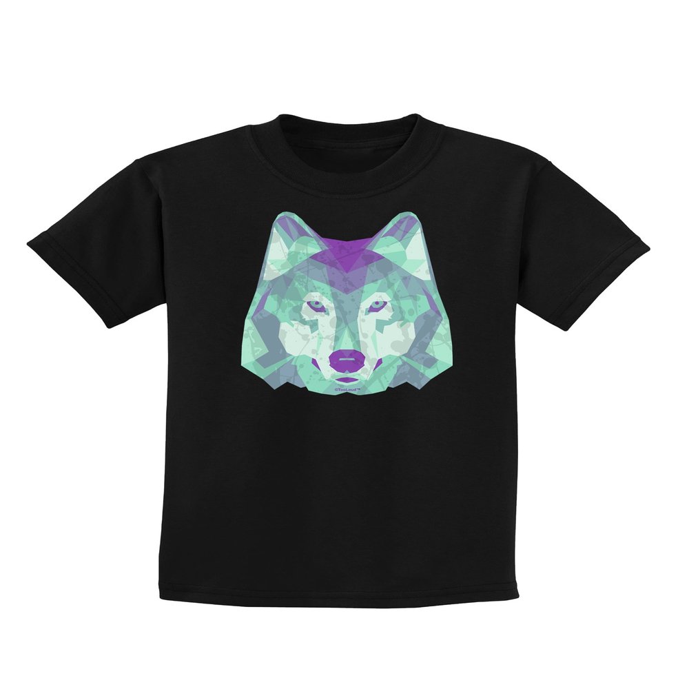 TOOLOUD Geometric Wolf Head Childrens Dark T-Shirt - Black - Medium
