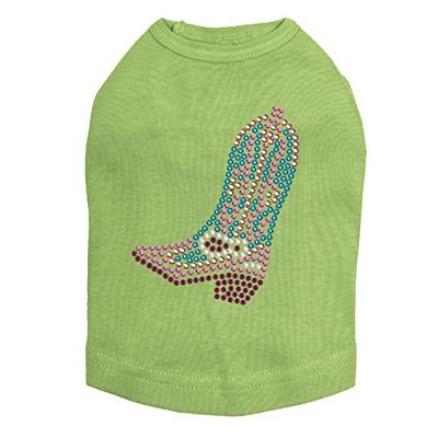 Boot (Pink & Turquoise) - Rhinestones - Dog Shirt, XS Lime Green