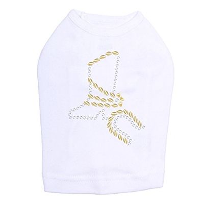 Boot (Gold & Silver) Rhinestones- Dog Shirt, L White