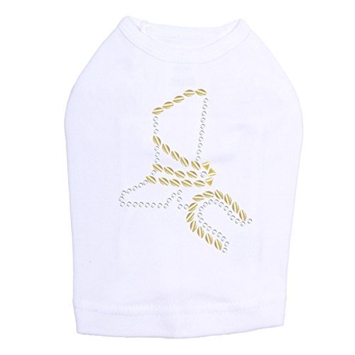 Boot (Gold & Silver) Rhinestones- Dog Shirt, L White
