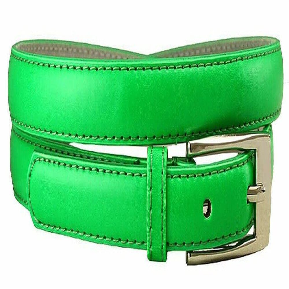 7055 Women's Betls Ladies Fashion Skinny Soft Dress Casual Leather Belt 3/4"(19mm) wide (Green, M)