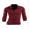 Jueshanzj Mens Polo Cotton Button Long Sleeve T-Shirts Red X-Large view 1