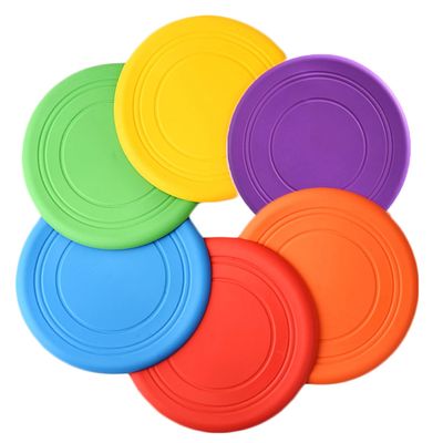 SUHEEUS Kids Flying Disc Toy Outdoor Playing Lawn Game Disk Flyer for Kindergarten Teaching Soft Silicone Colorful 6 Pack Bulk Set