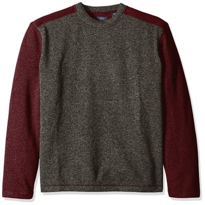 Arrow Men's Big and Tall Colorblock Crew Sweater Fleece, Purple Deep Raisin, Large Tall
