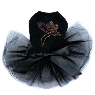 Hat (Brown Cowboy) - Bling Rhinestone Dog Western Tutu Dress, 4XL Black