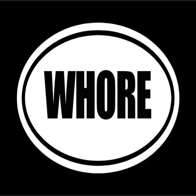 Beach Graphic Pros 6" die Cut White Vinyl Whore Oval Euro Style Vinyl Decal Sticker