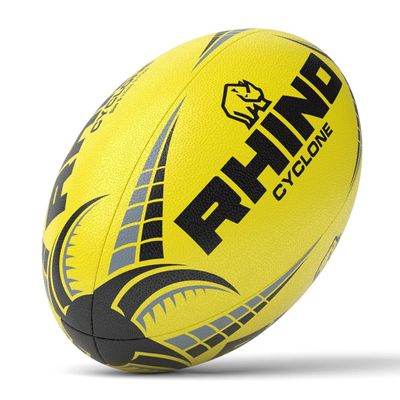Rhino Cyclone Rugby Ball, Fluo Yellow, Size 5