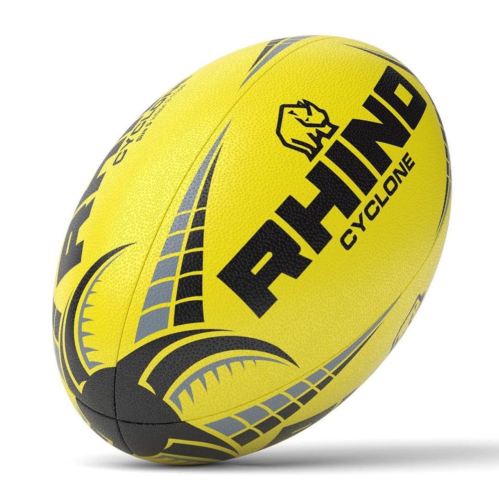 Rhino Cyclone Rugby Ball, Fluo Yellow, Size 5