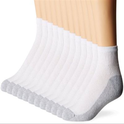 davido Mens Socks crew made in italy 100% cotton 8 pairs (9-11 white/gray bottom ankle/quarter)