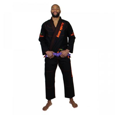 Kano Sports Jui Jitsu Gi Black with Orange Color Stiching & Embroidery (M2)