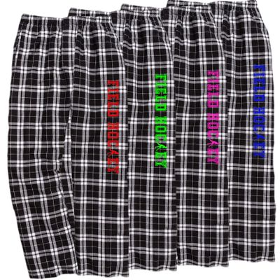 Field Hockey Black White Lounge Flannel Pant with Pockets (Neon Green, L)