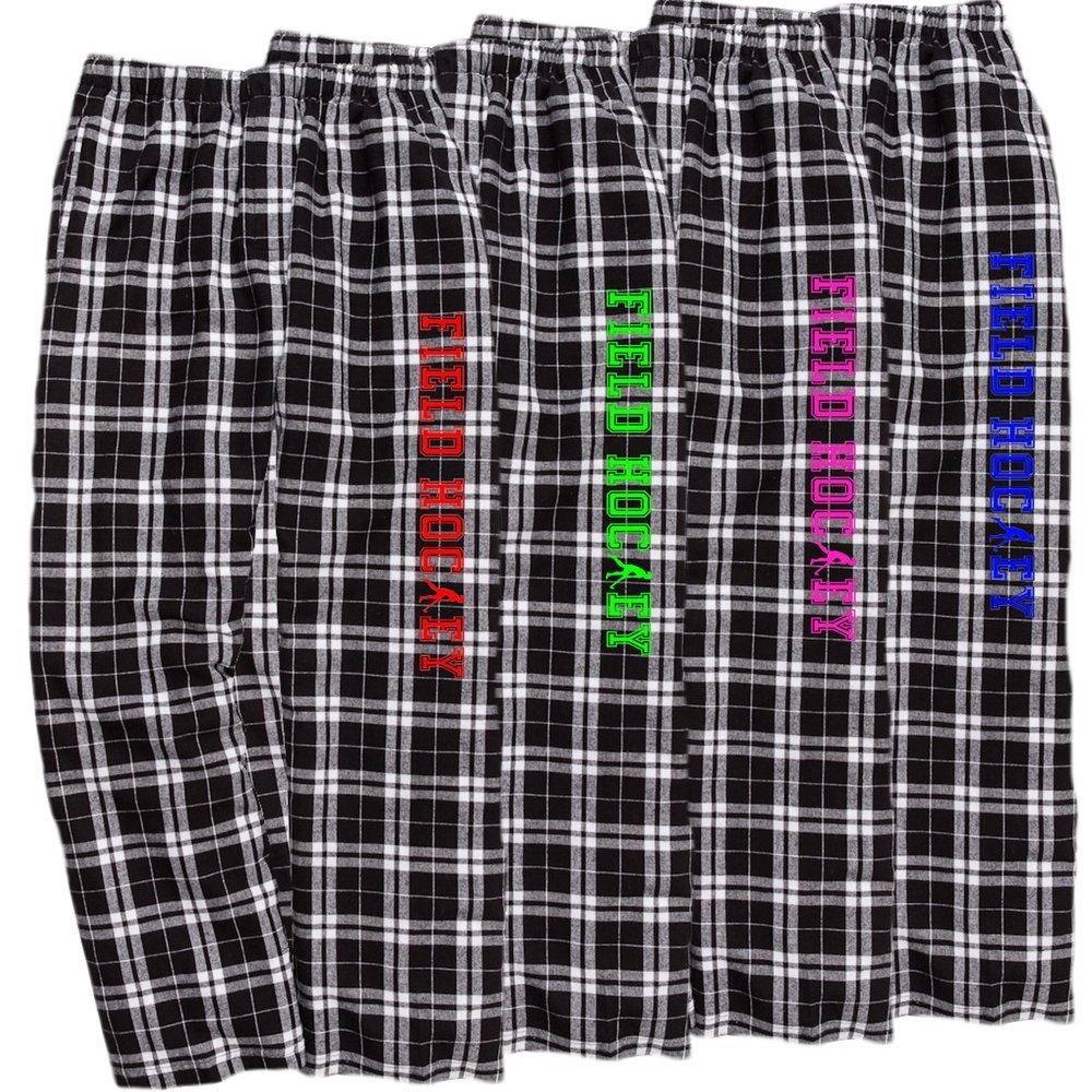 Field Hockey Black White Lounge Flannel Pant with Pockets (Red, YL)