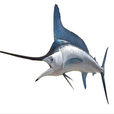 75 Inch White Marlin Half Sided Fish Mount Replica, Affordable Coastal Decor - Indoors Or Outside